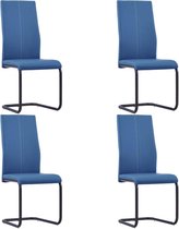 Eetkamerstoelen 4 st kunstleer blauw
