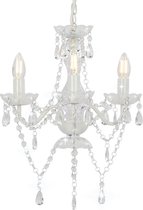 Kroonluchter met kralen rond 3xE14 wit