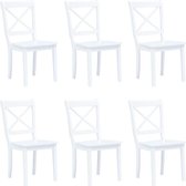 Eetkamerstoelen 6 st massief rubberwood wit