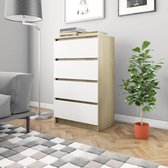 Dressoir 60 x 35 x 98,5 cm cm spaanplaat wit en sonoma eikenkleurig
