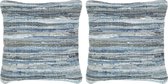 Kussens 2 st denim chindi 45x45 cm katoen blauw