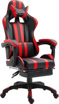 Gamingstoel met voetensteun kunstleer rood