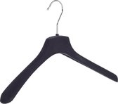 De Kledinghanger Gigant - 50 x Mantel / kostuumhanger kunststof velours zwart met schouderverbreding, 38 cm