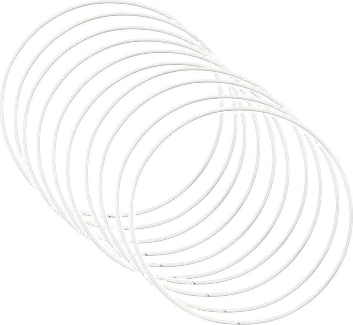 Set van 10 Metalen ringen wit Ø35cm