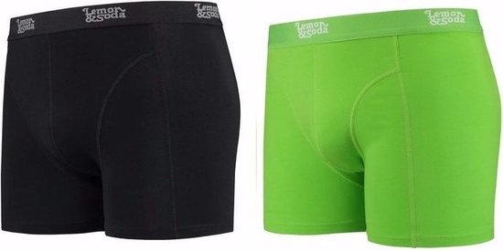 Lemon and Soda boxershorts 2-pak zwart en groen M