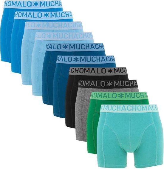 Muchachomalo - 10-pack heren boxershorts blauw/groen/zwart/grijs - maat S |  bol.com