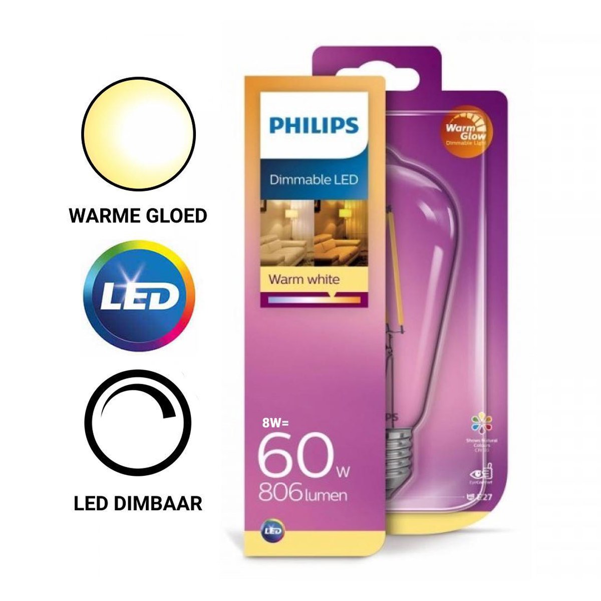 Philips Dimmable Led Warm White 60w Bol 