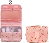 Toilettas Kersen Roze - Met Haak - Cosmetic Bag Cherry - Travel bag - Organizer voor toiletartikelen - Reisartikelen - Dames - Vrouwen - Meisjes