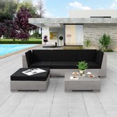 Tuin Loungeset Grijs (Incl LW Fleece deken) - Lounge bank tuin - Tuinbank - Loungebank - Tuinset - Tafelset tuin - Bistroset