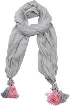 Luxe Sjaal met Schelpen en Kwastjes - 200x50 cm - Grijs