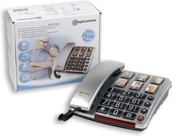 Amplicomms BT40 Zilver huistelefoon vaste lijn met foto toetsen foto 6