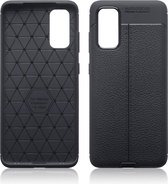 Samsung Galaxy S20 hoesje - Gel case lederlook - Zwart - GSM Hoesje - Telefoonhoesje Geschikt Voor: Samsung Galaxy S20