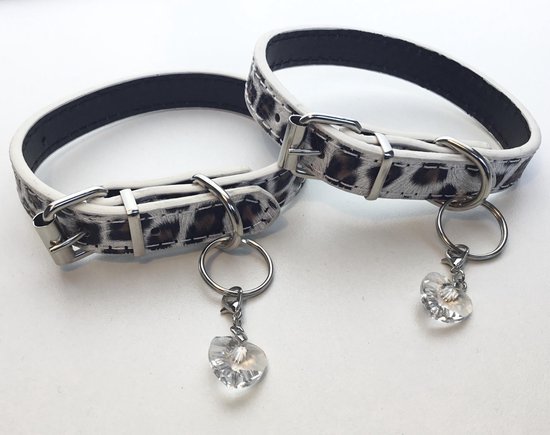 Honden Halsband Panterprint - Honden halsband Leopard - 28 tot 36 CM Halsbreedte - Met Bedel