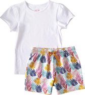 Little Label - zomer pyjama - palm leaves pink - maat: 110/116 - bio-katoen