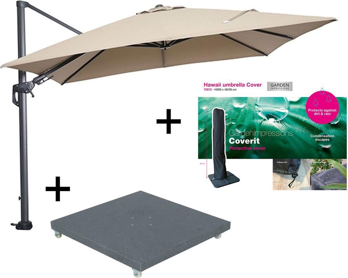 Garden Impressions Hawaii zweefparasol 300x300 cm donker