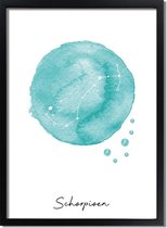 DesignClaud Sterrenbeeld poster Schorpioen – Blauw Formaten: A3 + fotolijst wit