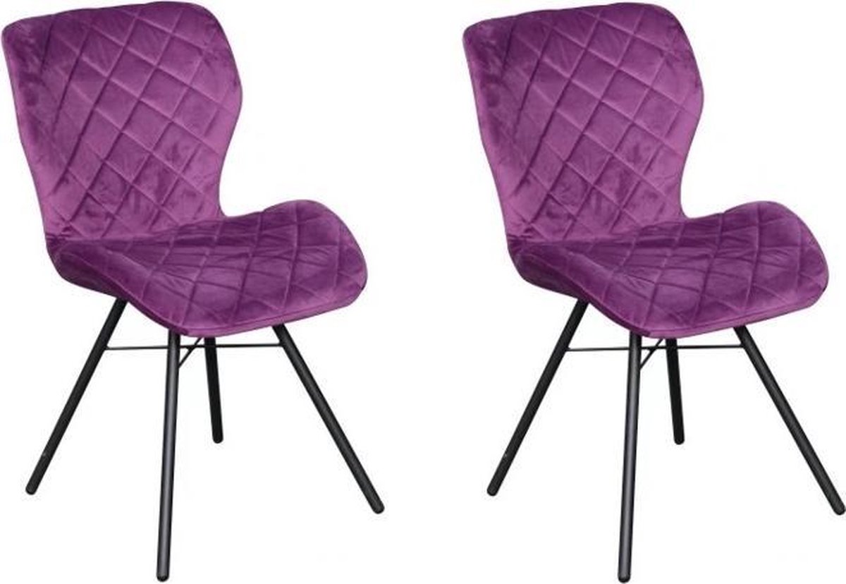 Marieke velvet stoel Velvet - Paars - Set van 2 bol.com