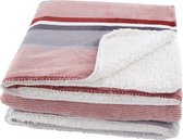 Sherpa plaid 150x200 cm met rood strepen - 100% polyester ( zeer zacht ! )