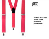 Bretels - Bretel - Roze - Fluoriserend Roze - 6 Stuks