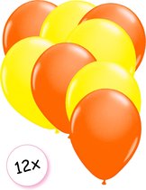 Ballonnen Neon Oranje & Neon Geel 12 stuks 25 cm