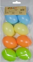8x Pastel gekleurde kunststof eieren decoratie 6 cm hobby/knutselmateriaal - Knutselen DIY eieren beschilderen - Pasen thema plastic paaseieren eitjes multikleur