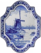 Wandbord  Applique molen verticaal | Delfts Blauw | Molen | Typisch Hollands