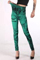 Jeans Legging Dames - Groen Gescheurd - Maat L 'Julita'