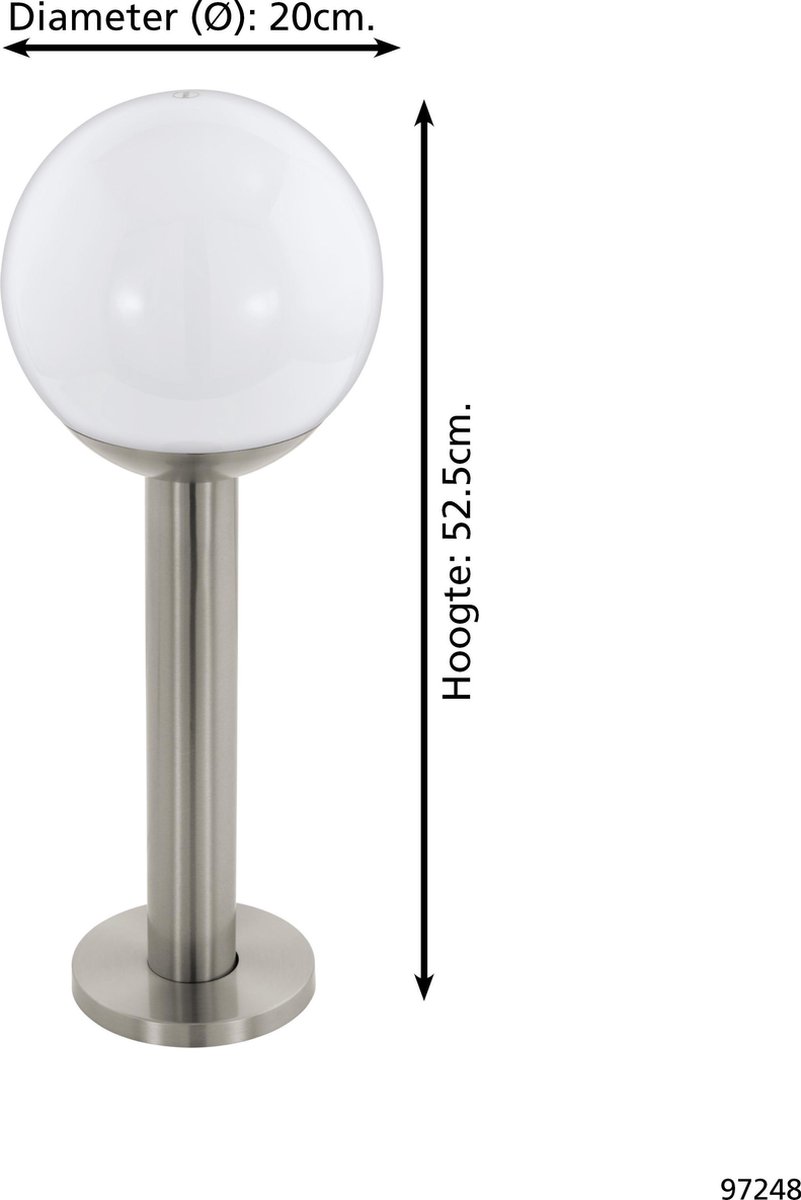 Eglo Nisia-C Borne lumineuse d'extérieur - Inox - E27 - LED - 9W
