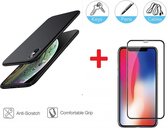 2-In-1 Screenprotector Bescherming Protector Set Geschikt Voor Apple iPhone XS Max - Full Cover 3D Edge Tempered Glass Screen Protector Met Siliconen Back Cover Case - Mat Zwart /