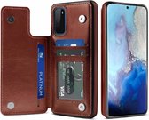 Wallet Case Samsung Galaxy S20 - bruin + glazen screen protector