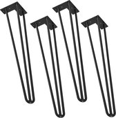 Tafelpoot - Meubelpoot - Hairpin - Set van 4 stuks - 3 Punts model - Staal - Zwart - Afmeting (L) 71 cm