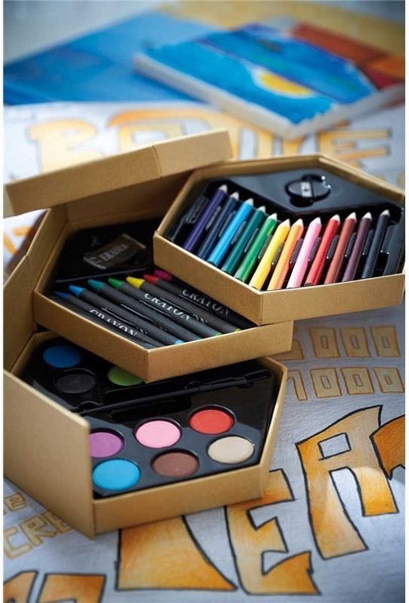 Ensemble de dessin / peinture de luxe dans une boîte de bricolage vierge -  Crayons /