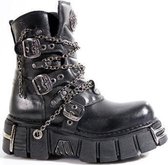 New Rock Enkellaars -40 Shoes- M-1011-S1 Zwart/Zilverkleurig