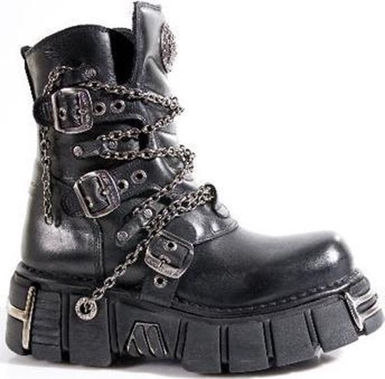New Rock Enkellaars -40 Shoes- M-1011-S1 Zwart/Zilverkleurig