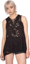 Banned Mouwloze top -L- DOOMED ROMANTIC HIGH LOW HEM Zwart