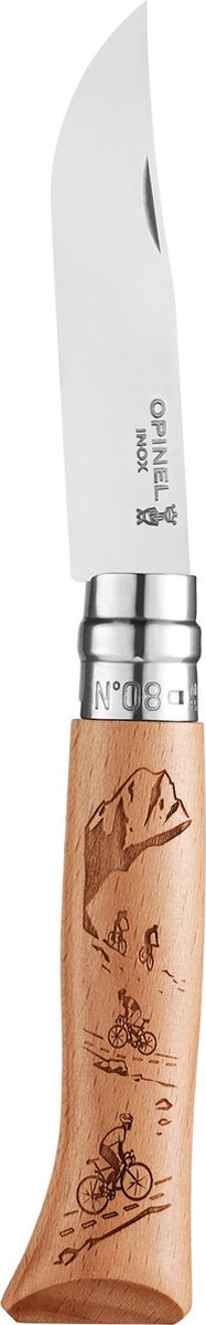 Opinel N°08 - Mountain Biking Alpine - Serie Opinel Engravings - RVS en hout