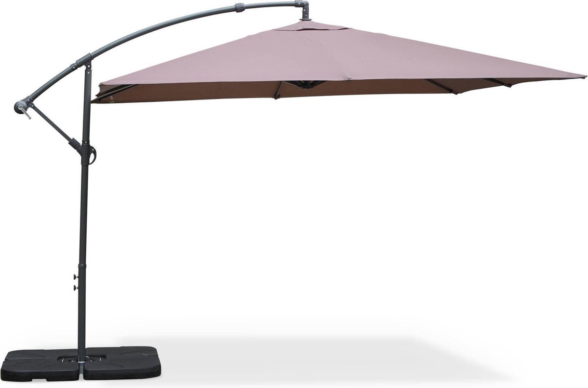 Bol.com sweeek - Zweefparasol vierkant 3x3m hardelot, excentrische mast, 8 baleinen, waterafstotend doek 180g aanbieding