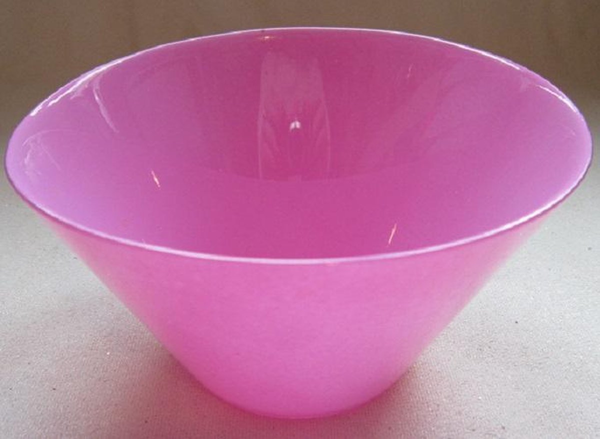 Schaal 4 stuks, gekleurd glas: licht pink, rond 17 cm, hoogte 10,5 cm
