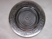 Dinerbord, set van 2, gekleurd glas: zilver. Rond 25,5 cm