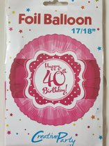 Folie ballon happy 40th birthday gevuld met helium