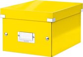 Leitz WOW Click & Store Kleine Kartonnen Opbergdoos met Deksel voor A5 Formaten - 22 x 16 x 28.2
 Cm (BxHxD) - Ideaal voor Kantoor en Thuiswerken/Thuiswerkplek - Geel