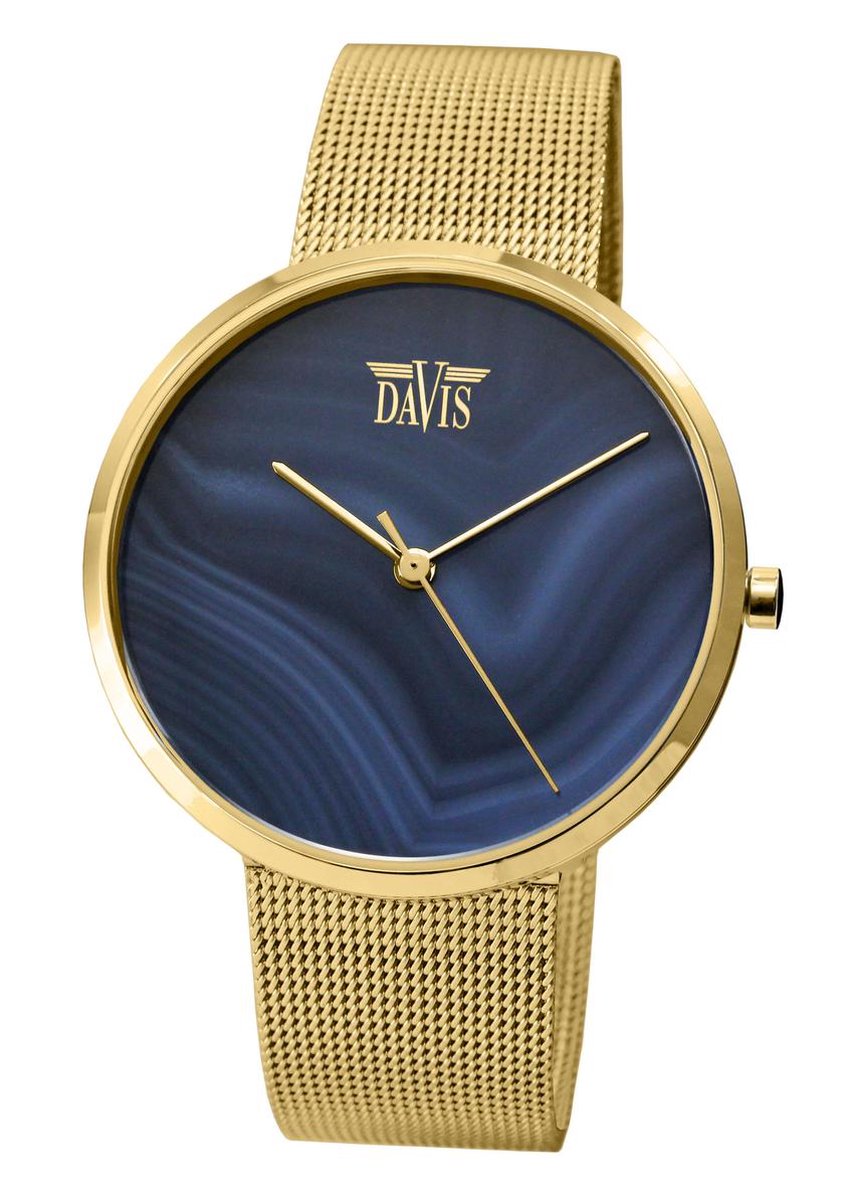 Davis 2339 Grijs-Agaat Horloge - goudkleurig