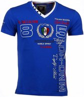 Italiaanse T-shirt - Korte Mouwen Heren - Borduur Automobile Club - Blauw