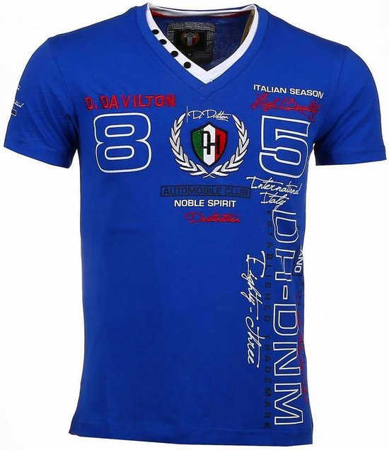 T-shirt italien David Copper - Manches courtes Homme - Broderie Automobile Club - T-shirt Blauw Italien - Manches courtes Homme - Broderie Automobile Club - T-shirt Homme Blauw Taille S