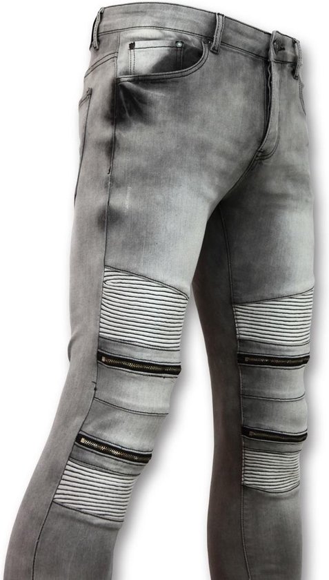 Verder Spektakel Verwarren Biker jeans heren met rits - Stretch- 3001-11 - Grijs | bol.com