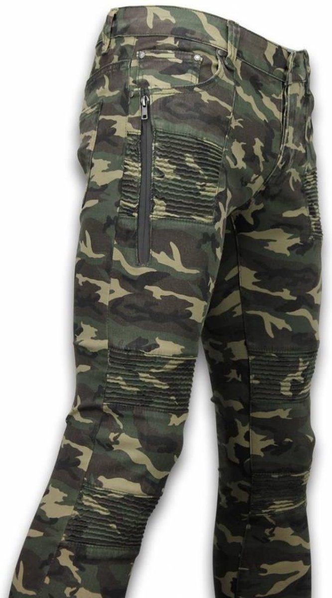 Exclusieve Ripped Camo Jeans - Slim Fit Biker Jeans Camouflage - Groen |  bol.com