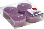 4x Maxi geurtheelichtjes lavendel/paars 8 branduren - Geurkaarsen lavendelgeur - Grote waxinelichtjes