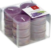 12x Geurtheelichtjes lavendel/paars 4 branduren - Geurkaarsen lavendelgeur - Waxinelichtjes