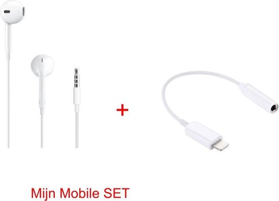 Headset oortjes In-Ear 3.5 mm Jack +Aux 3.5 mm naar Lightning adapter voor  Iphone... | bol.com