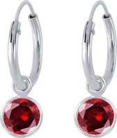 Joy|S - Zilveren kristal bedel (4 mm) oorbellen rood oorringen